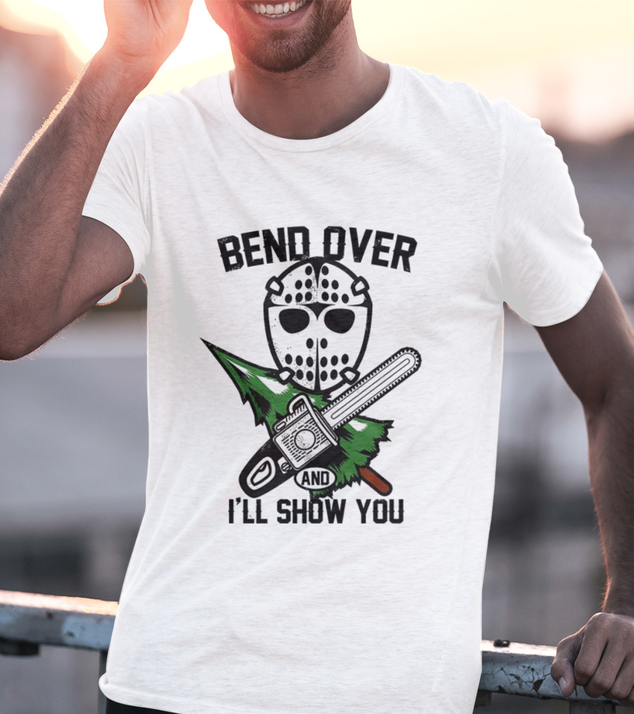 Bend Over Christmas Vacation Hockey Mask Chainsaw Tree T-Shirt