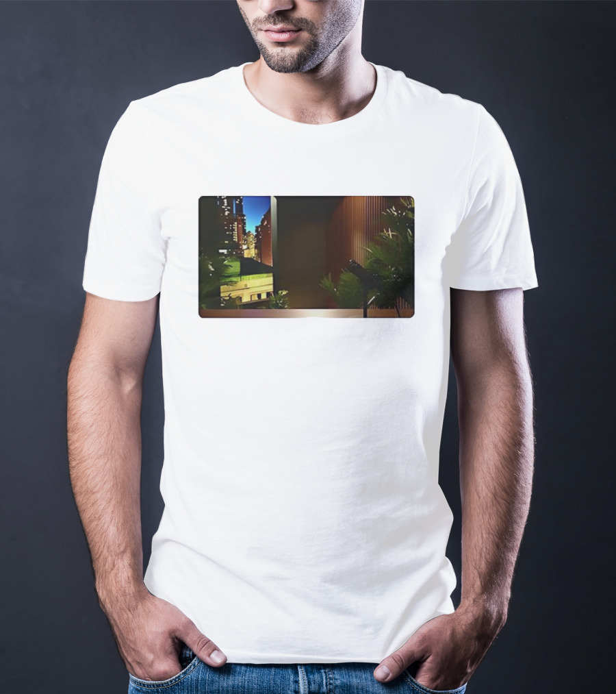 Nick Fuentes Empty Studio Microphone Cityscape Backdrop T-Shirt