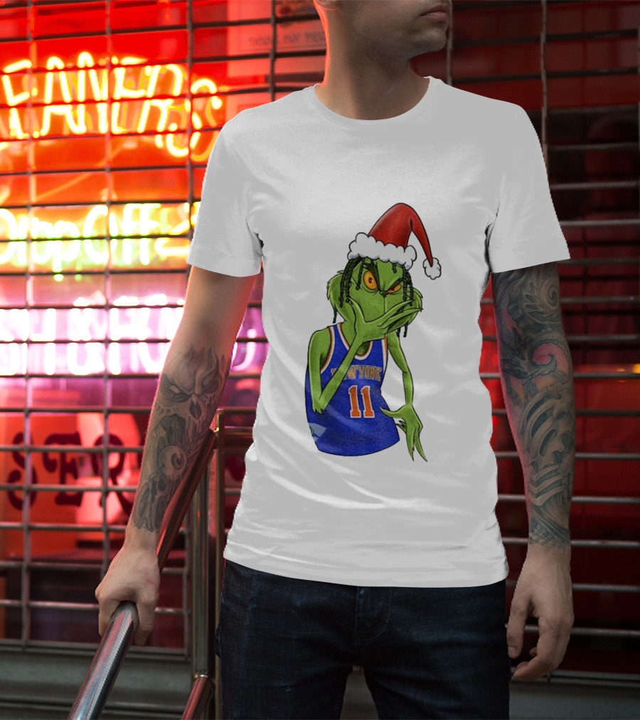 Grinch Santa Jalen Brunson New York Knicks NBA Basketball Christmas T-Shirt