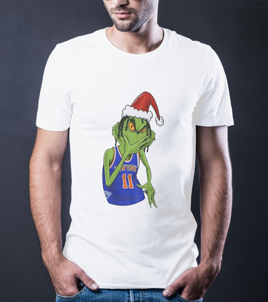 Grinch Santa Jalen Brunson New York Knicks NBA Basketball Christmas T-Shirt