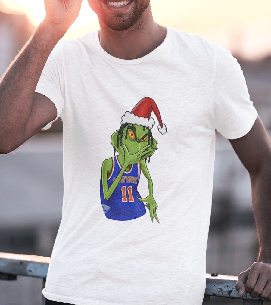 Grinch Santa Jalen Brunson New York Knicks NBA Basketball Christmas T-Shirt