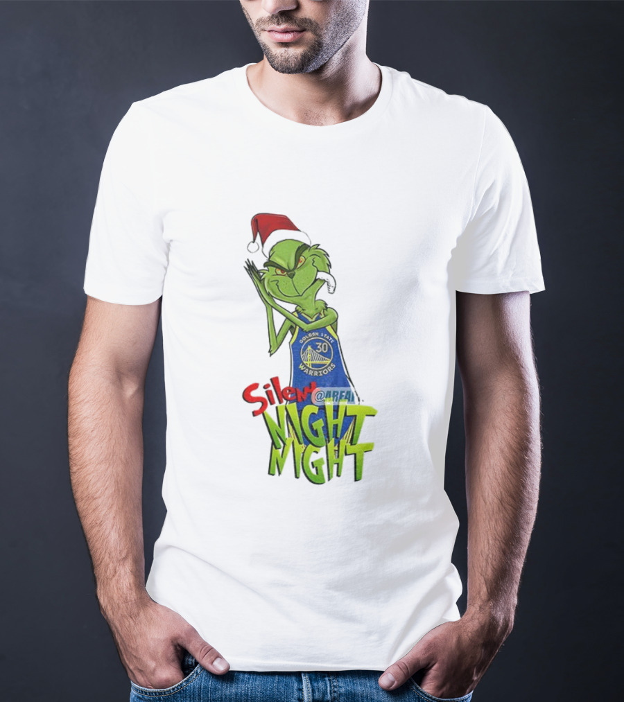 Silent Night Grinch Santa Stephen Curry Golden State Warriors NBA Christmas T-Shirt
