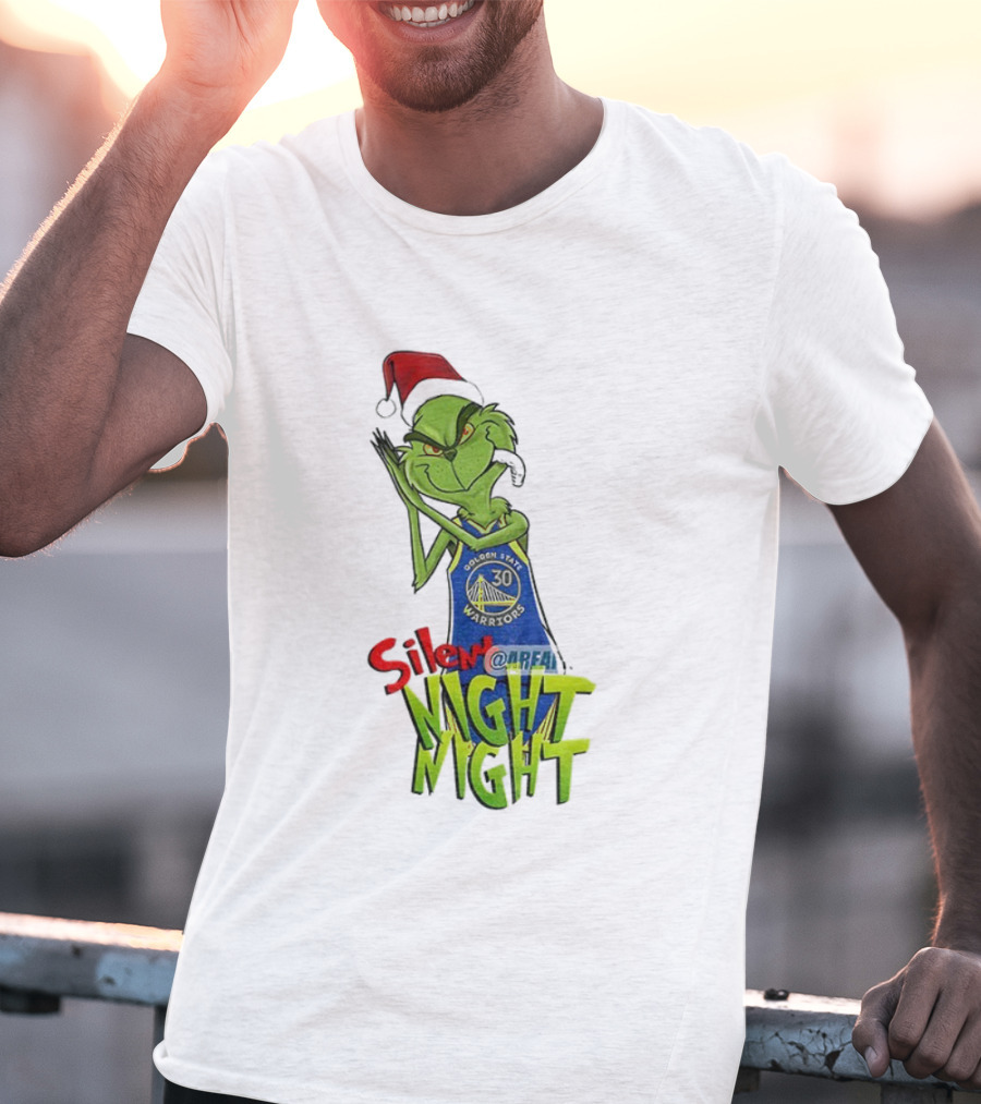 Silent Night Grinch Santa Stephen Curry Golden State Warriors NBA Christmas T-Shirt
