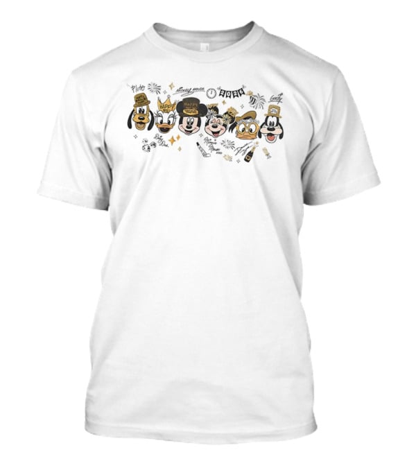 Mickey And Friends Happy New Year Fireworks Celebration 2026 Happiest Kingdom Adventure T-Shirt
