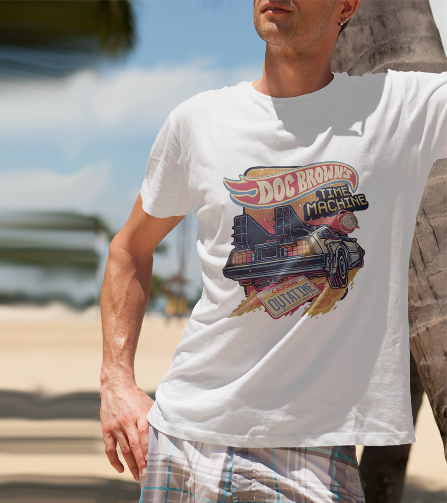 Doc Brown's Time Machine Outatime Back To The Future Retro Vintage Car T-Shirt