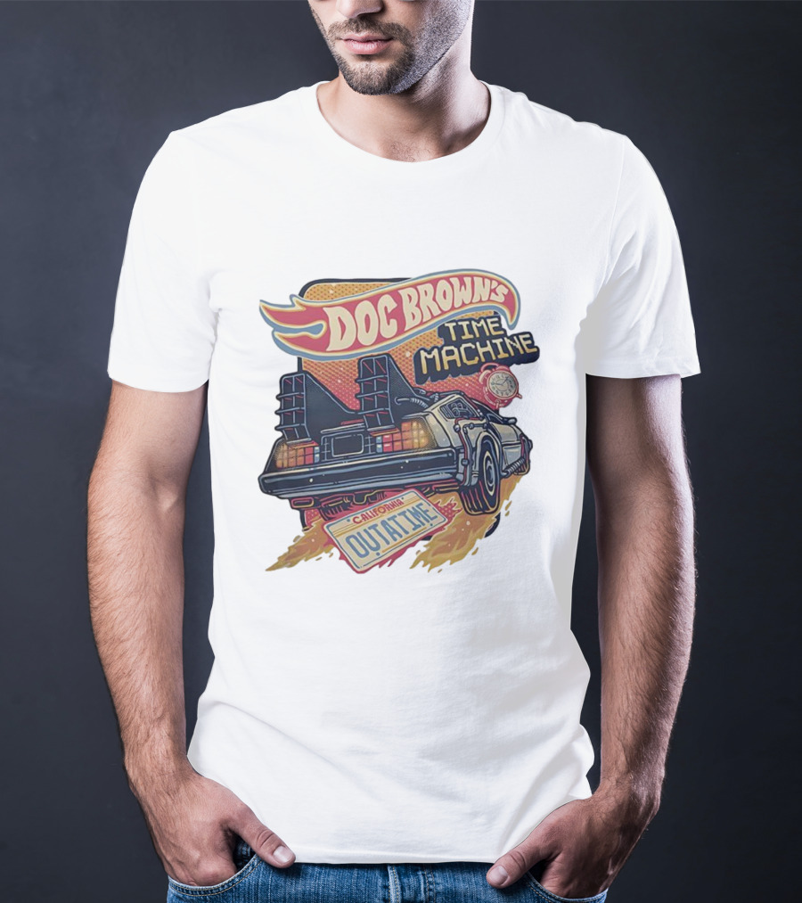 Doc Brown's Time Machine Outatime Back To The Future Retro Vintage Car T-Shirt