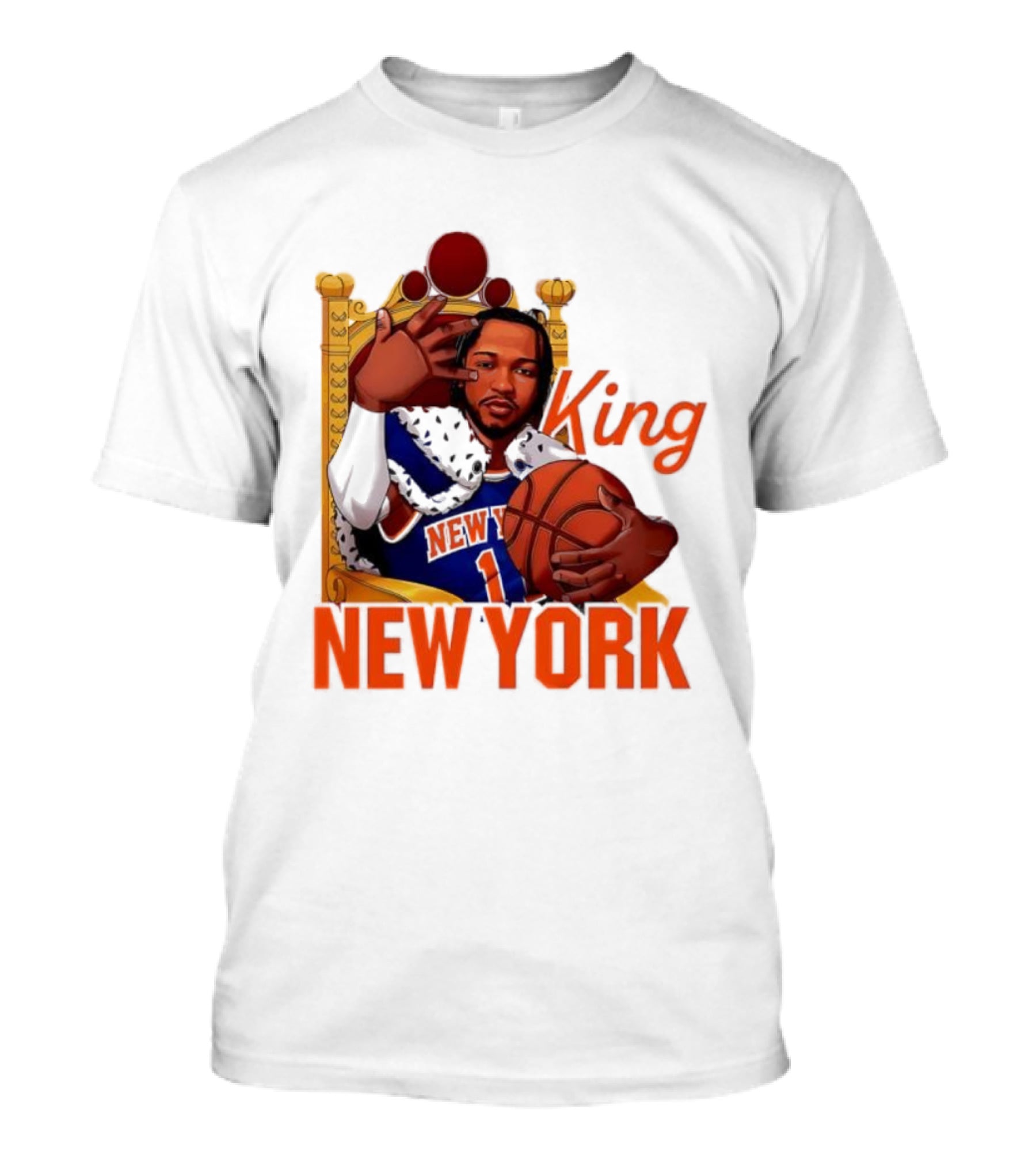 Jalen Brunson King New York Knicks Basketball Throne T-Shirt