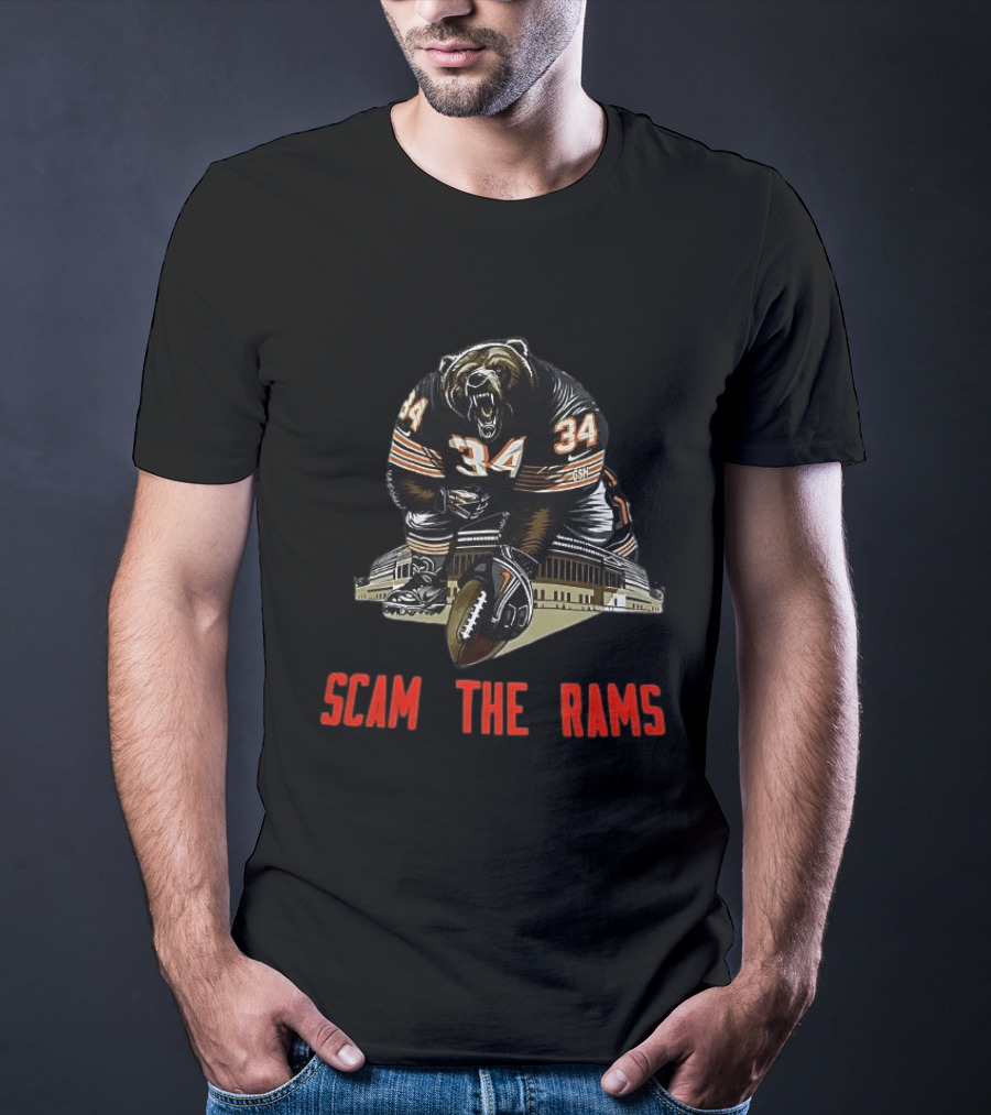 Chicago Bears 34 Scam The Rams Gridiron Showdown T-Shirt