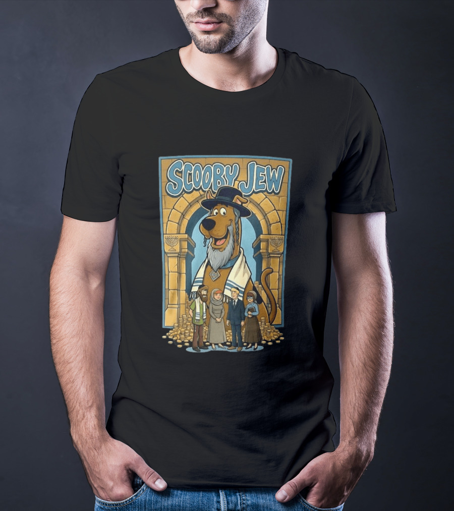 Scooby Jew Meme Cartoon Style With Rabbi Symbols And Characters T-Shirt