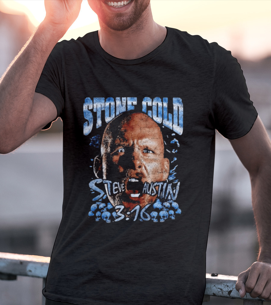 Stone Cold Steve Austin 3 16 Ice Blue Cracked Effect T-Shirt