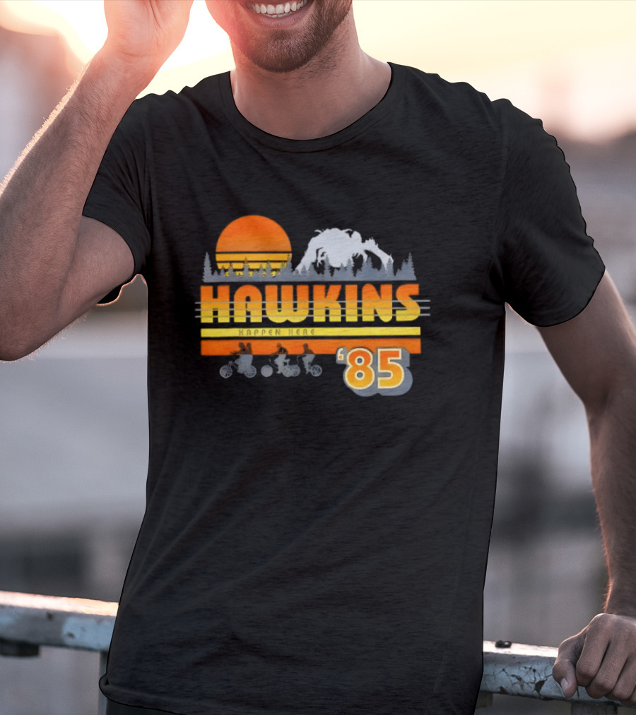 Hawkins Bikers Sunset Adventure Stranger Things 85 Demogorgon Forest T-Shirt