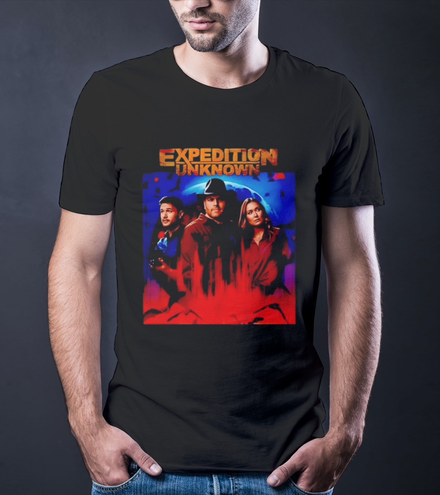 Expedition Unknown Cast In Bold Red And Blue Adventure T-Shirt
