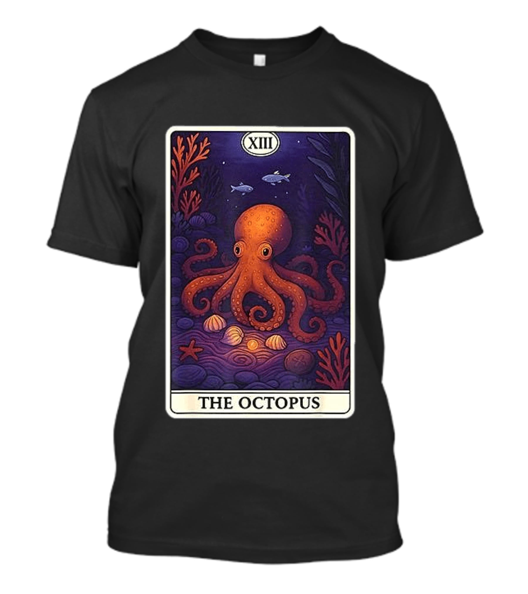 Octopus Tarot Card XIII Ocean Creatures Underwater Scene T-Shirt
