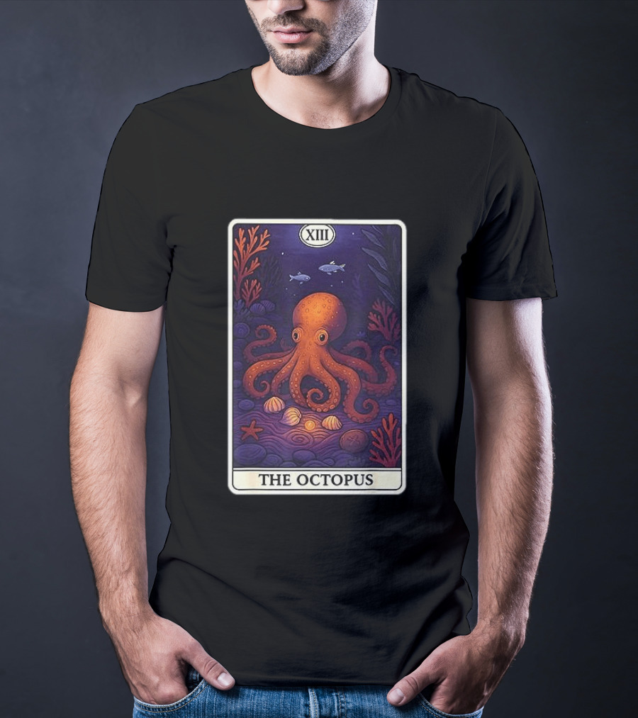 Octopus Tarot Card XIII Ocean Creatures Underwater Scene T-Shirt