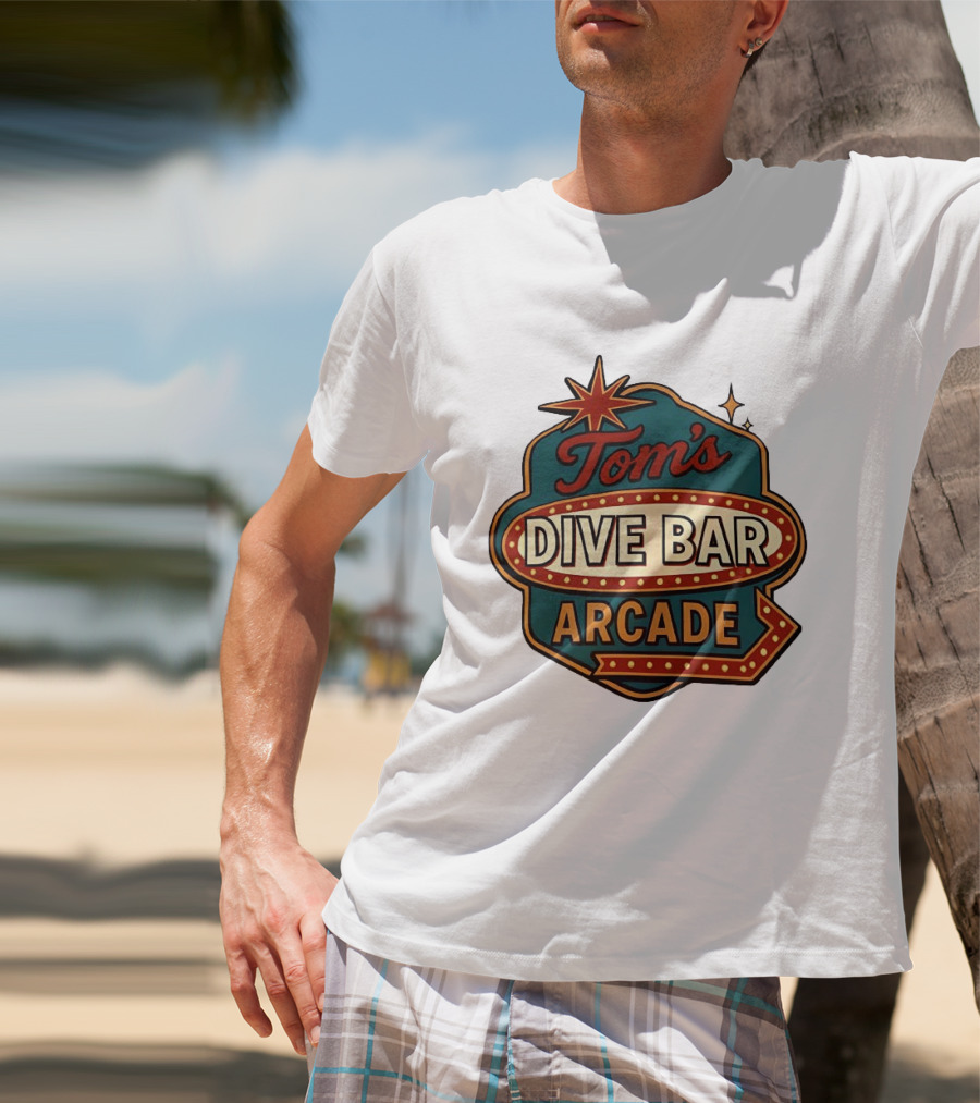 Tom's Dive Bar Arcade Retro Sign Neon T-Shirt