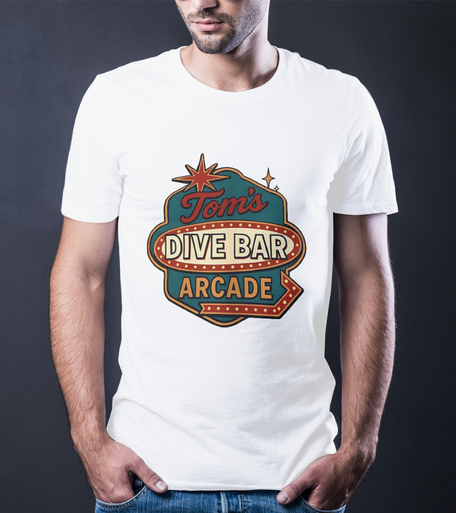 Tom's Dive Bar Arcade Retro Sign Neon T-Shirt