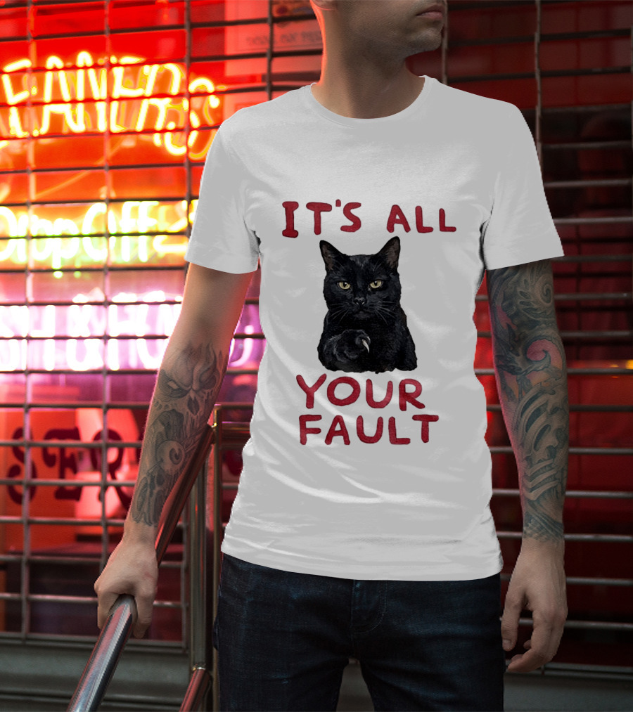 It's All Your Fault Black Cat Accusation T-Shirt