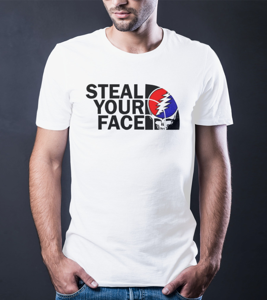 Grateful Dead Steal Your Face Skull Red Blue Lightning Bolt T-Shirt