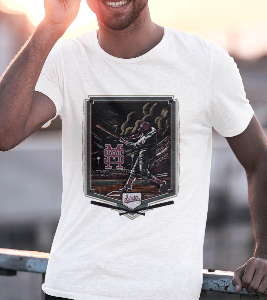 Mississippi State The Thunder Baseball Player Stadium Scene T-Shirt