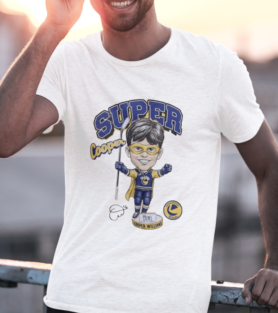 Super Cooper Williams Saskatoon Blades Bobblehead T-Shirt