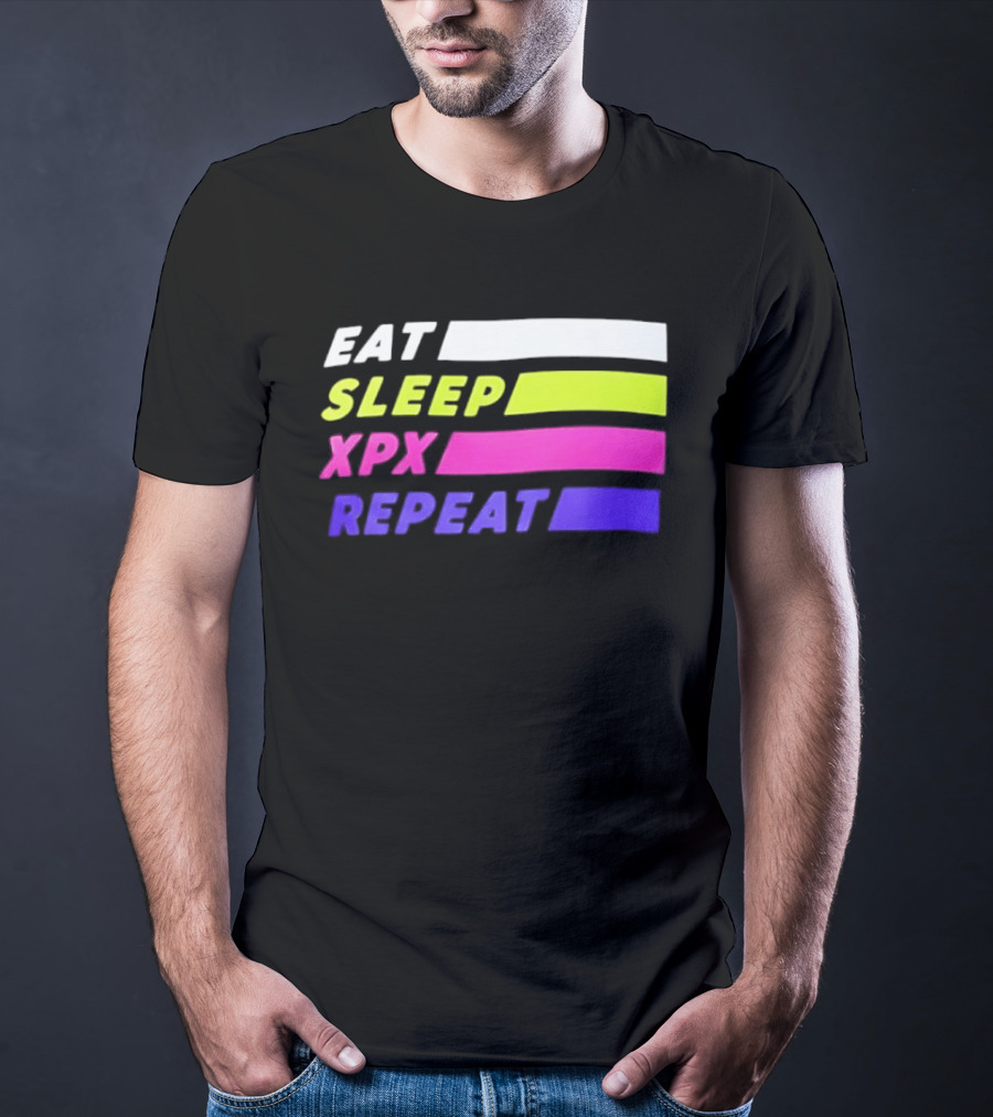 Eat Sleep XPX Repeat Lines Neon Text Blocks T-Shirt