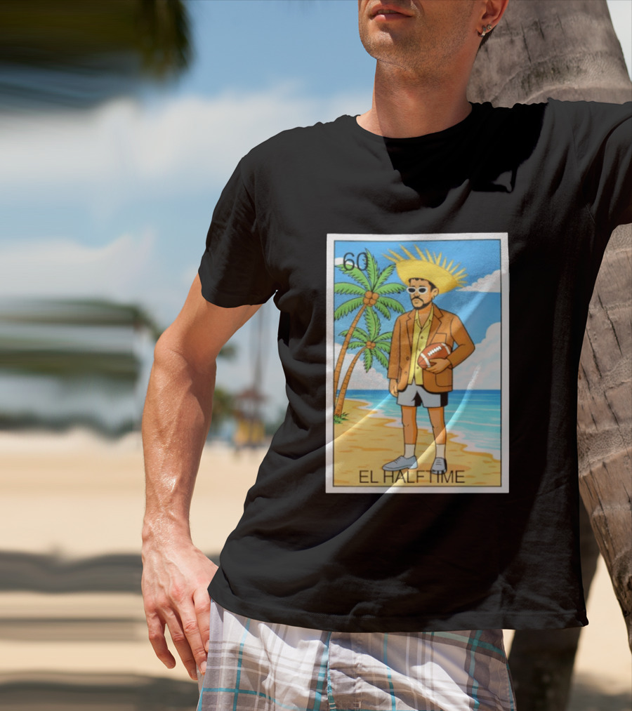 El Halftime Bad Bunny Loteria Card Beach T-Shirt