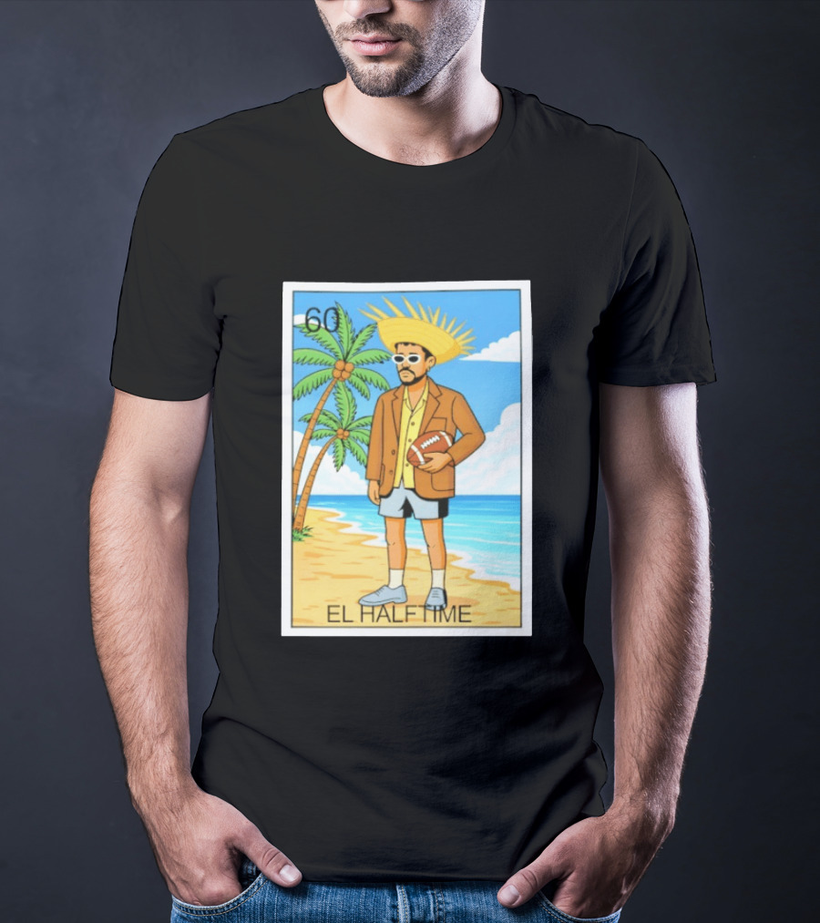 El Halftime Bad Bunny Loteria Card Beach T-Shirt