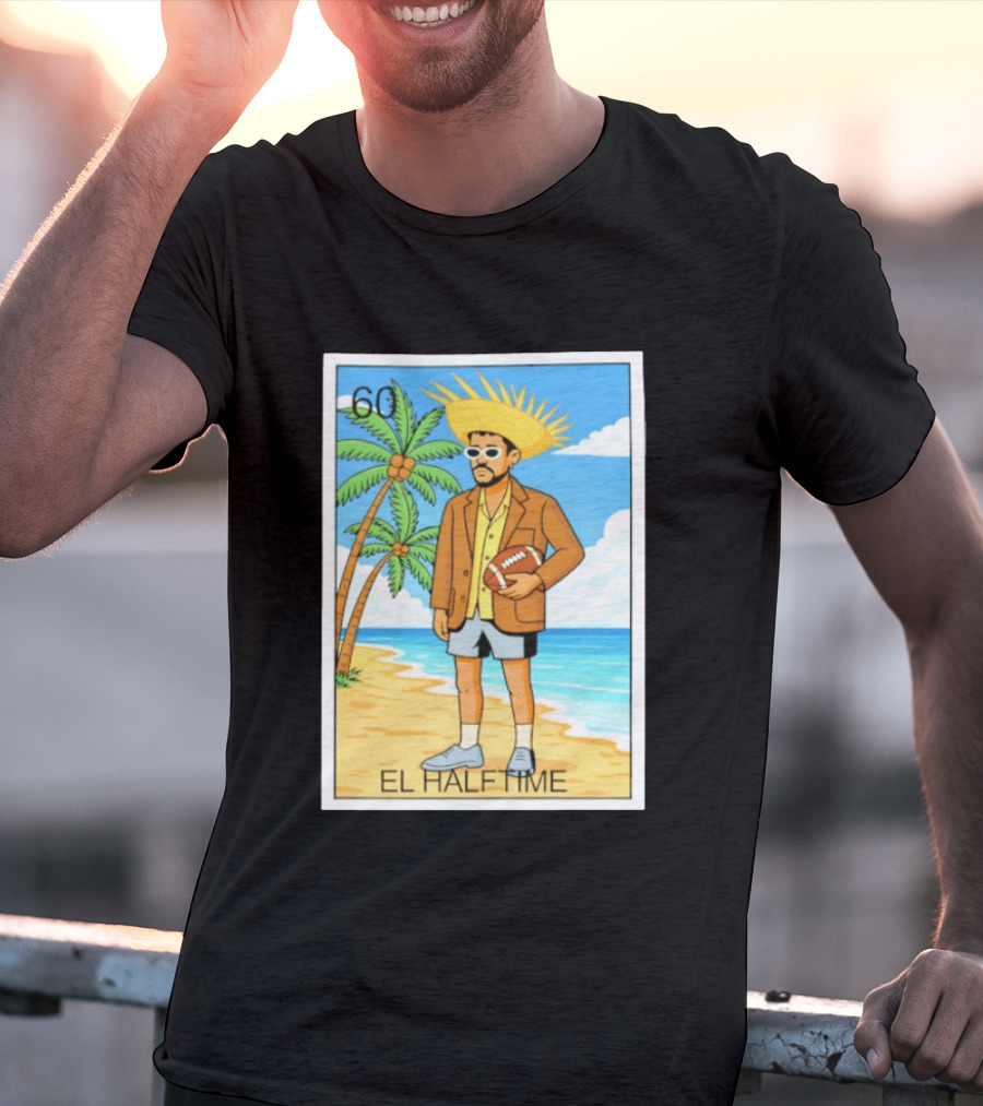 El Halftime Bad Bunny Loteria Card Beach T-Shirt