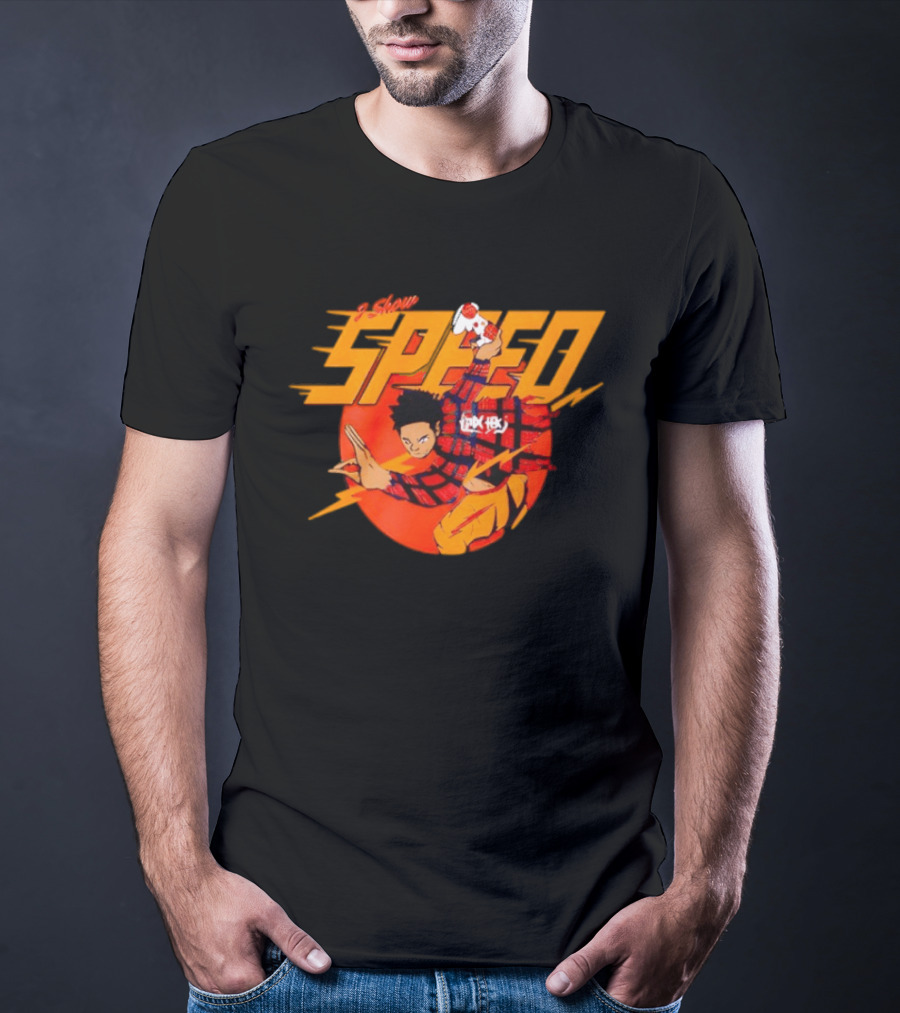 IShowSpeed Speed Flash Anime Character With Soccer Ball And Lightning Bolt T-Shirt
