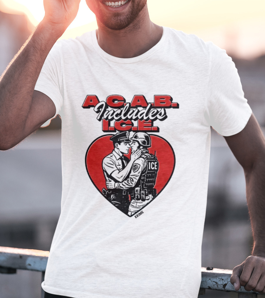 ACAB Includes ICE Anti Police Heart Shape Red And Black T-Shirt