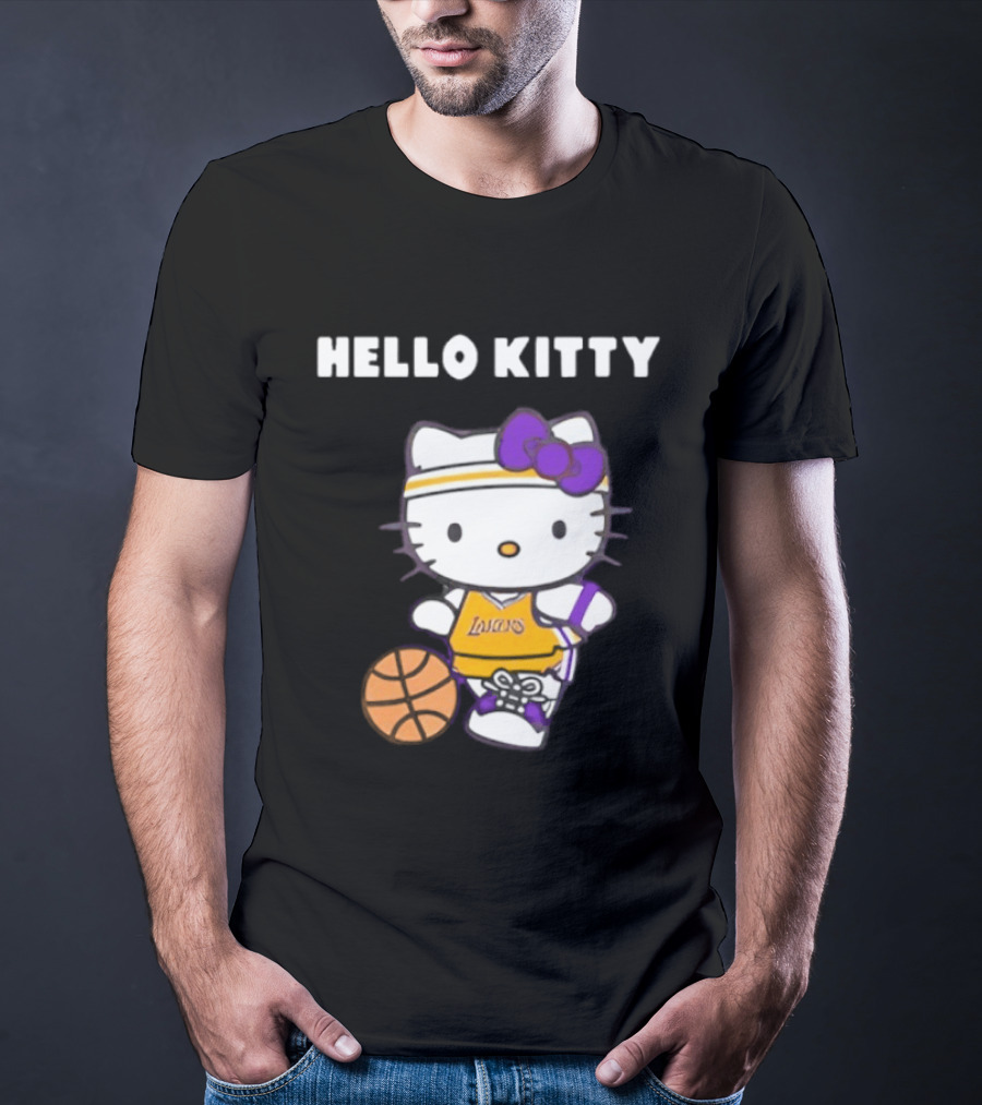 Los Angeles Lakers Hello Kitty Basketball Collaboration T-Shirt