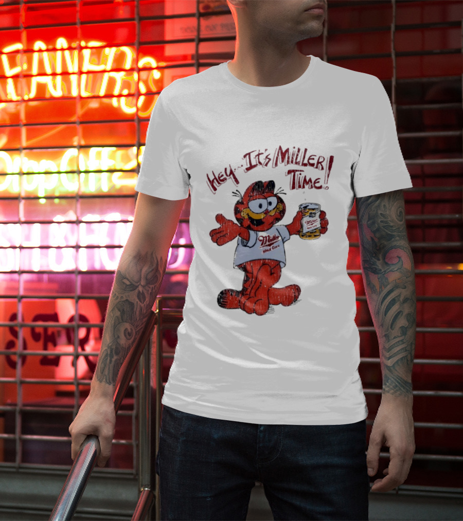 Hey It's Miller Time Garfield Comic T-Shirt
