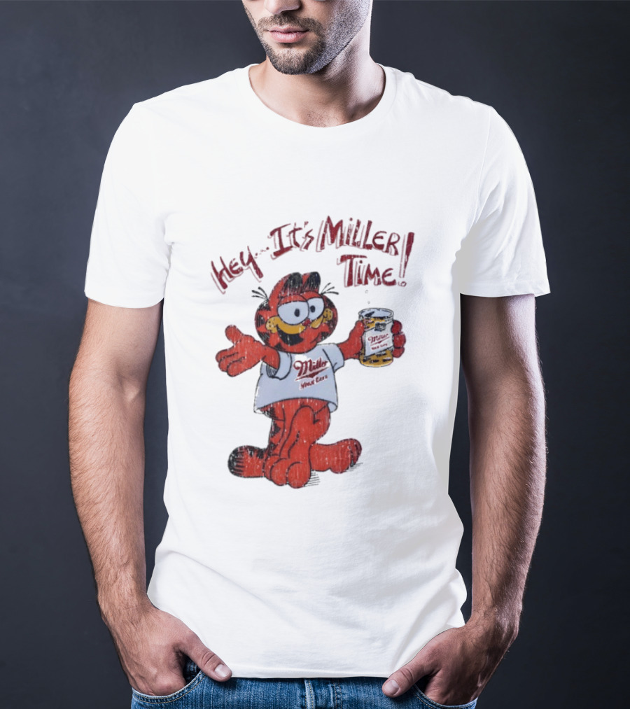 Hey It's Miller Time Garfield Comic T-Shirt