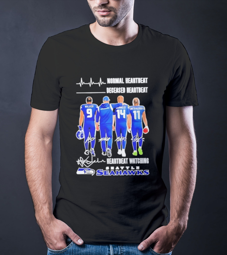 Seahawks Normal Heartbeat Deceased Heartbeat Walker Arnold Smith Njigba Signatures Seattle T-Shirt