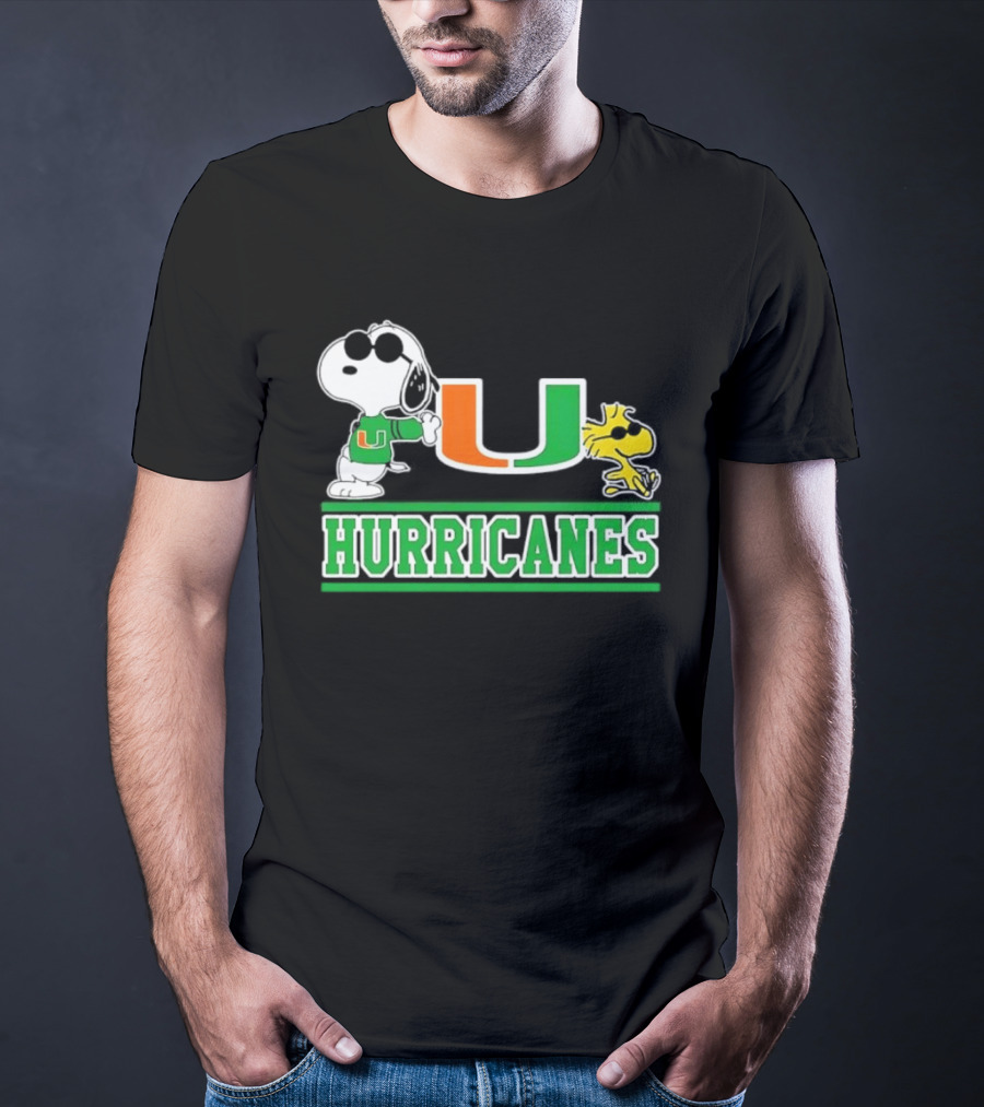 Snoopy Woodstock Miami Hurricanes U T-Shirt