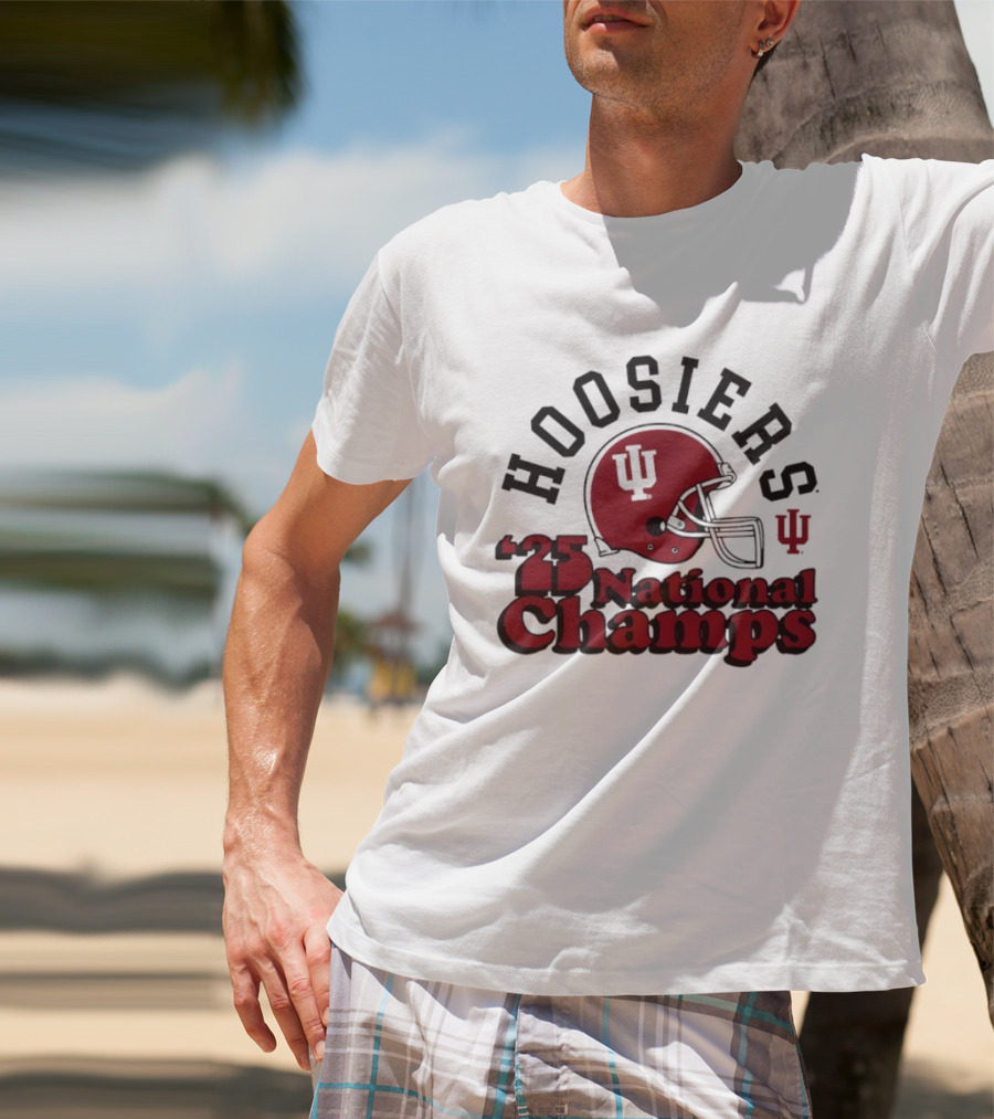 Hoosiers '25 National Champs Red Helmet T-Shirt