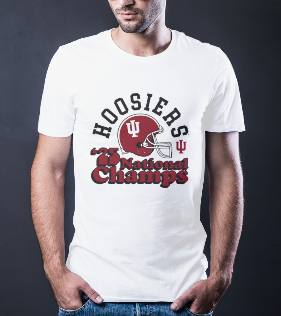 Hoosiers '25 National Champs Red Helmet T-Shirt