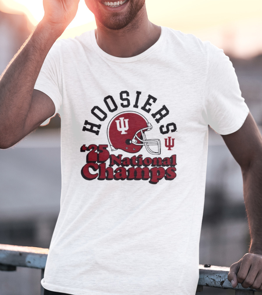 Hoosiers '25 National Champs Red Helmet T-Shirt