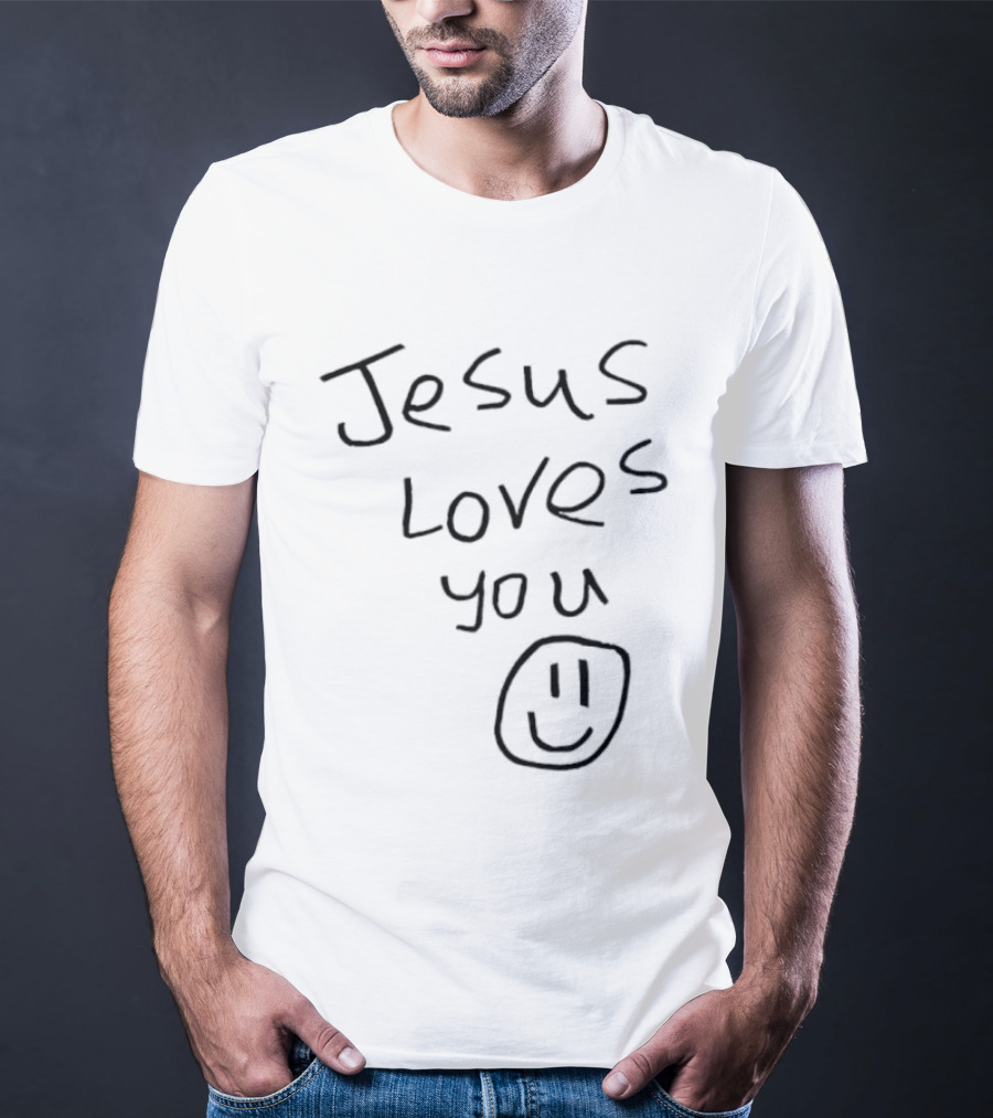 Jesus Loves You Smiley Face Drawing T-Shirt