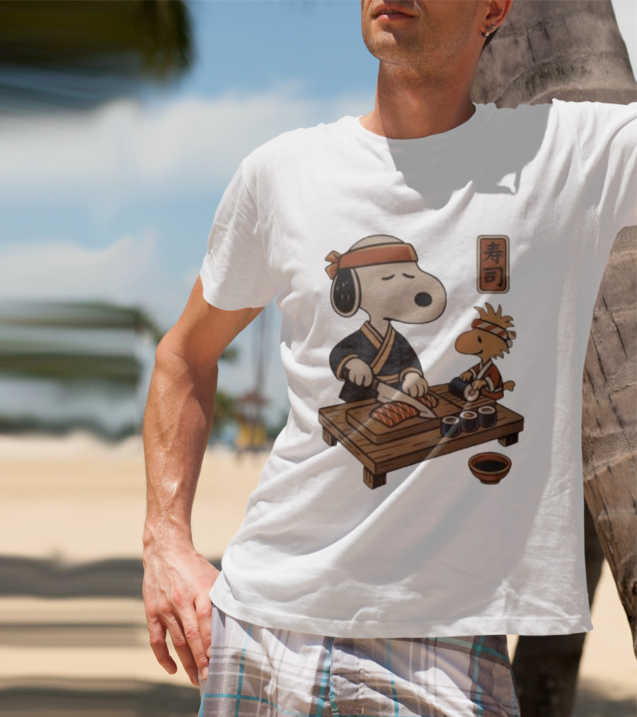 Snoopy Woodstock Sushi Chef Japan Food Sushi T-Shirt