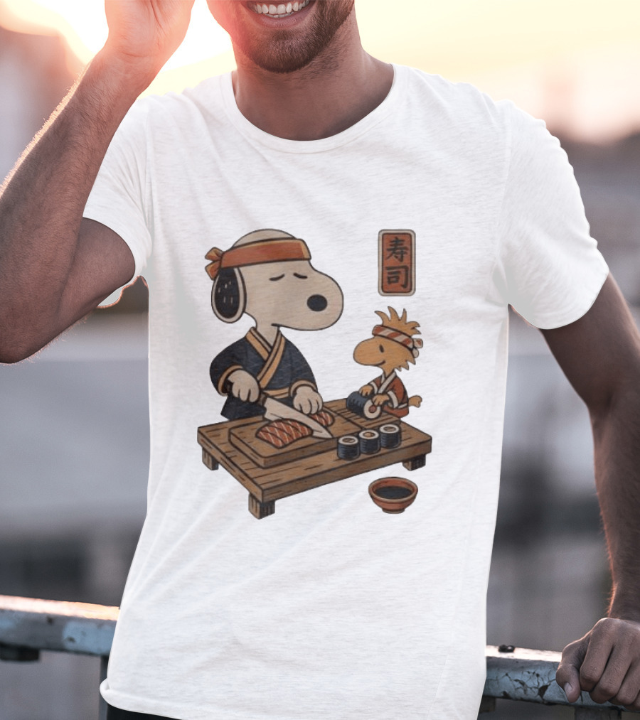 Snoopy Woodstock Sushi Chef Japan Food Sushi T-Shirt
