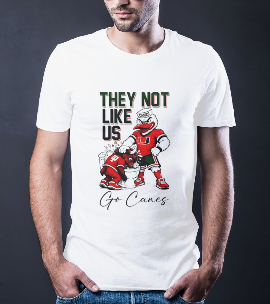 They Not Like Us Go Canes Miami Hurricanes Indiana Hoosiers Mascots T-Shirt