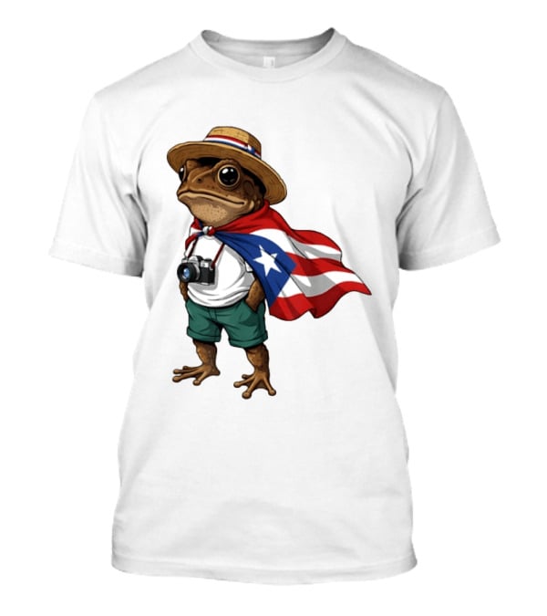 Coqui Frog With Puerto Rico Flag In Puerto Rican Taino T-Shirt