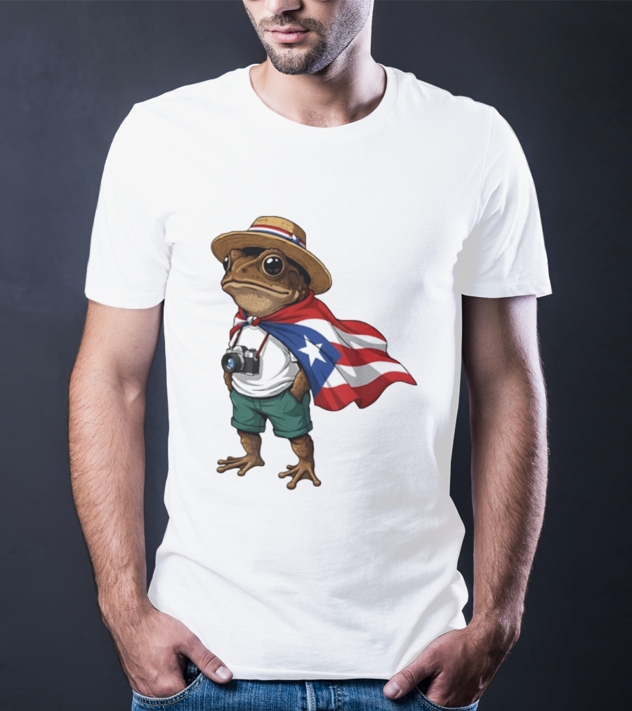Coqui Frog With Puerto Rico Flag In Puerto Rican Taino T-Shirt