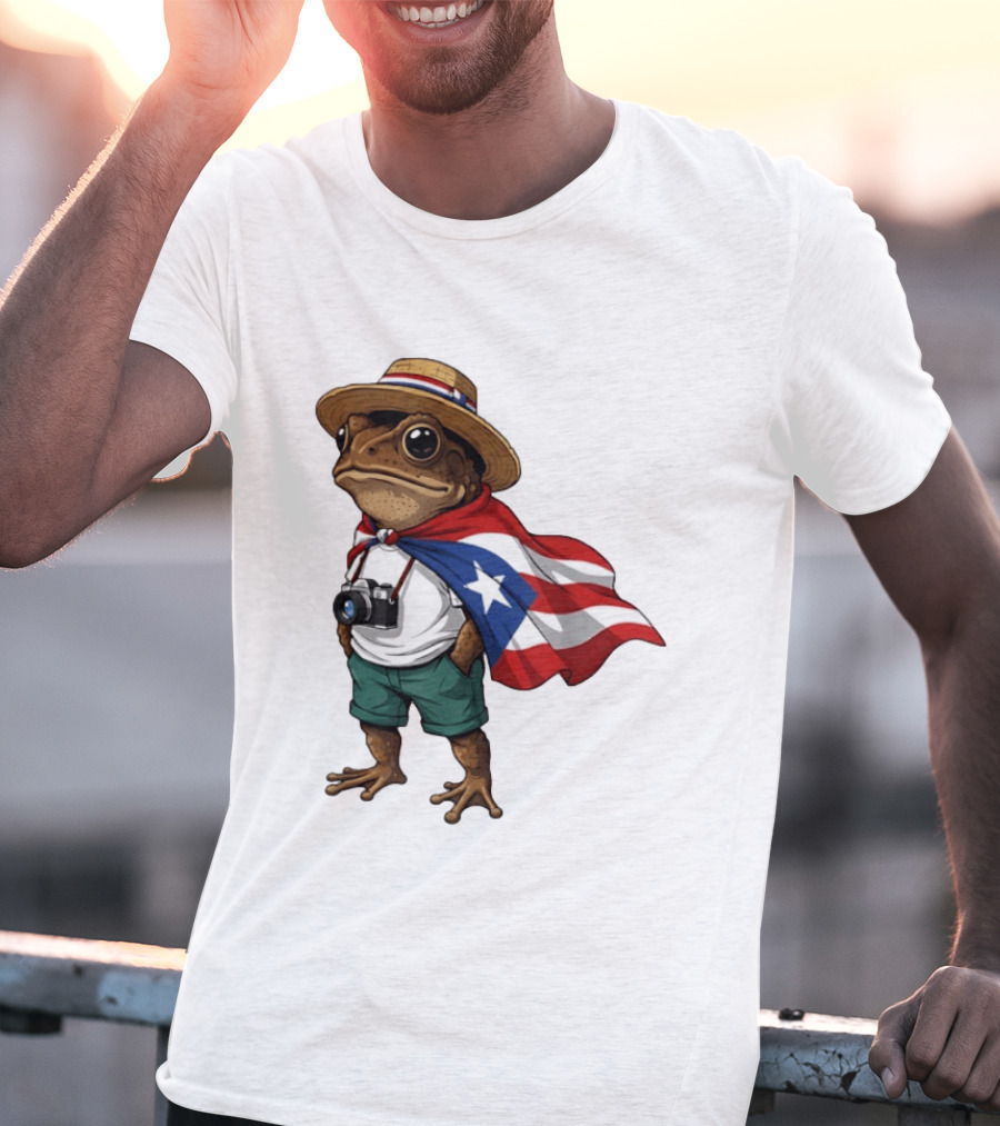 Coqui Frog With Puerto Rico Flag In Puerto Rican Taino T-Shirt
