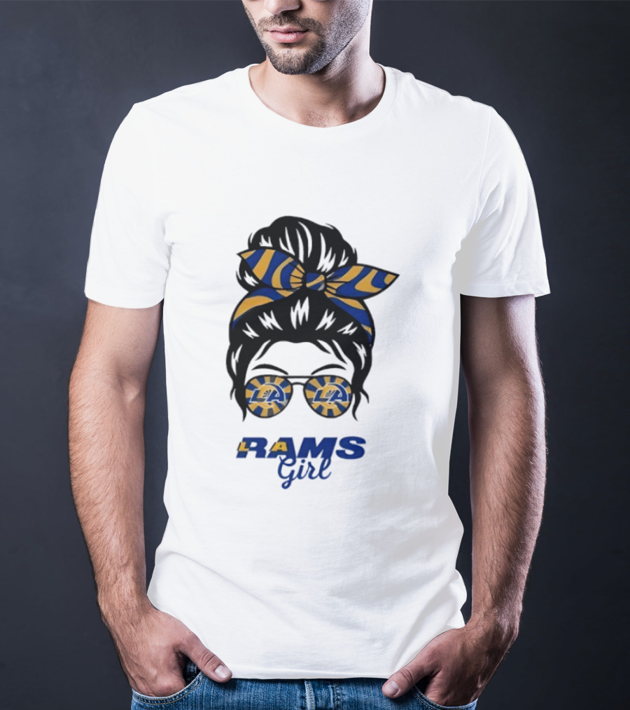 Rams Girl Messy Bun Sunglasses T-Shirt