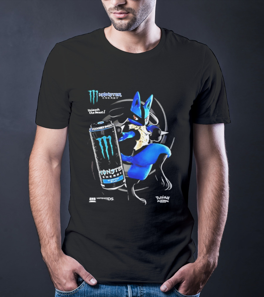 Pokémon Lucario Monster Energy Can Líquido Azulado Invigorante T-Shirt