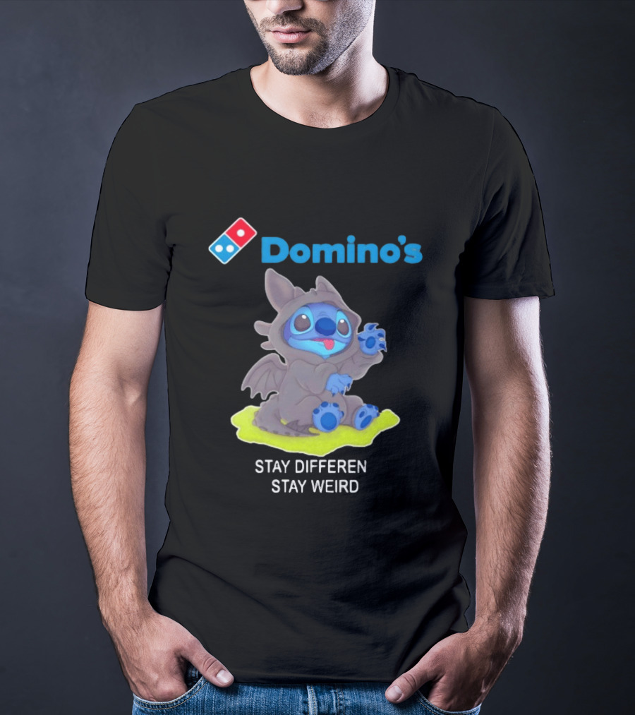 Domino's Pizza Collab Toothless Stitch Stay Different Stay Weird T-Shirt