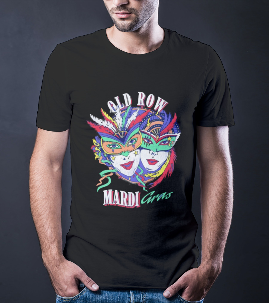 Old Row Mardi Gras Masks Colorful Feathers T-Shirt