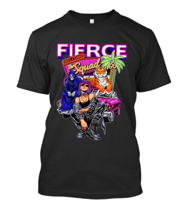 Fierce Welcome The Squad Iconic Tiger And Car Graphic With Edgy Characters T-Shirt
